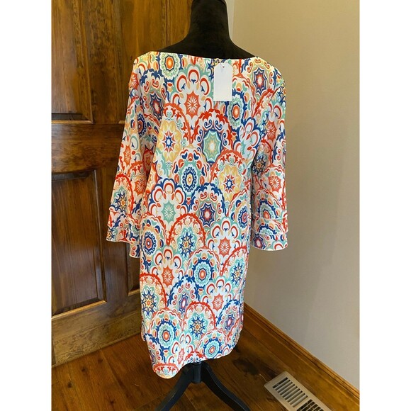 Dress Womans Size Large Bright Boho Hippie 70’s NWT  Silky Feel Woodstock Retro - Picture 6 of 10